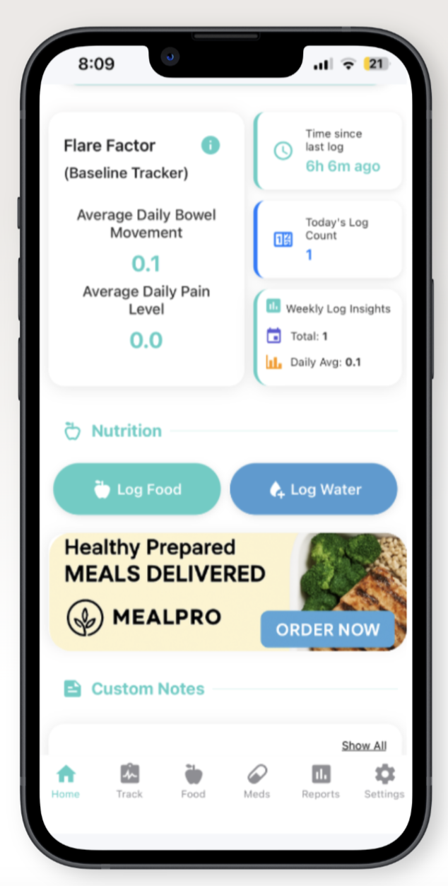 FlareCare Home Screen