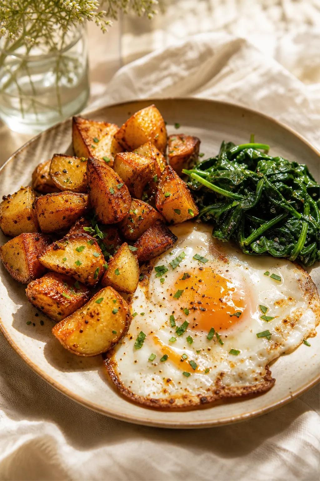 Golden Crispy Potato Egg Plate