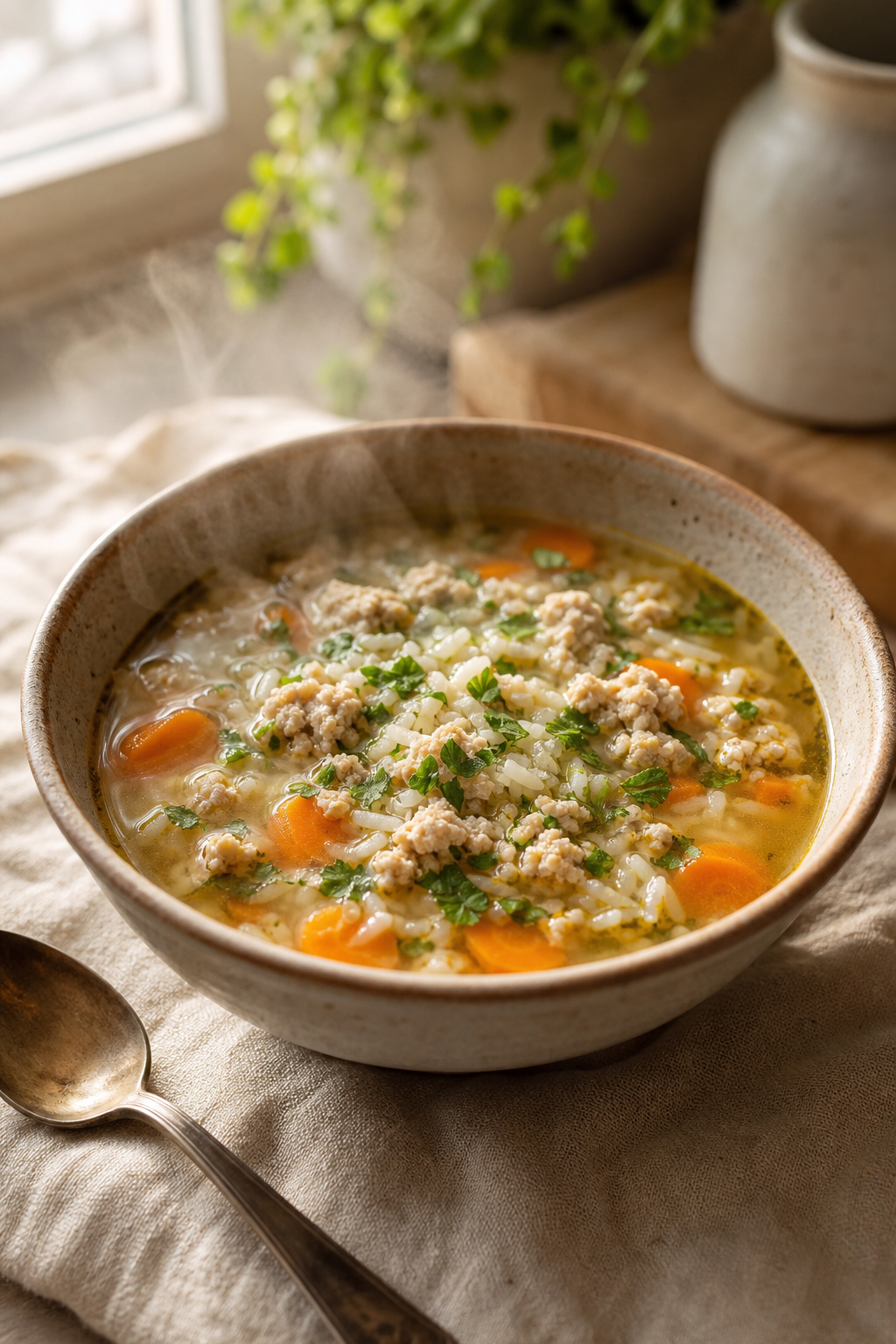 Gentle Ginger Turkey Rice Soup