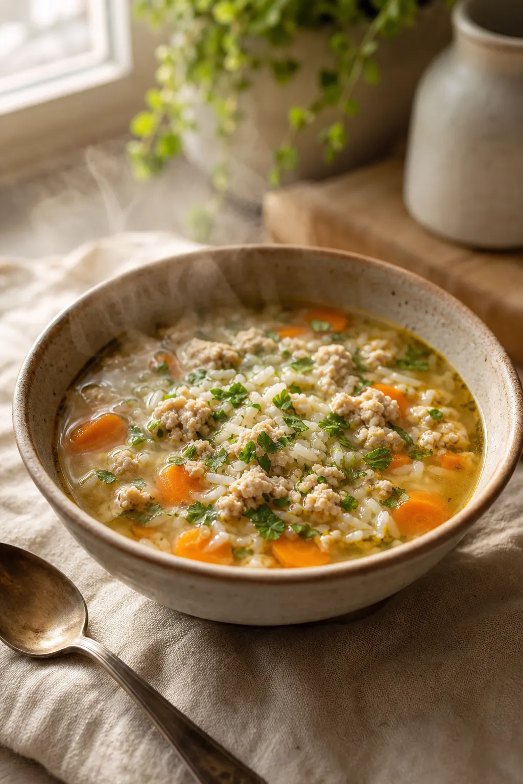 Gentle Ginger Turkey Rice Soup