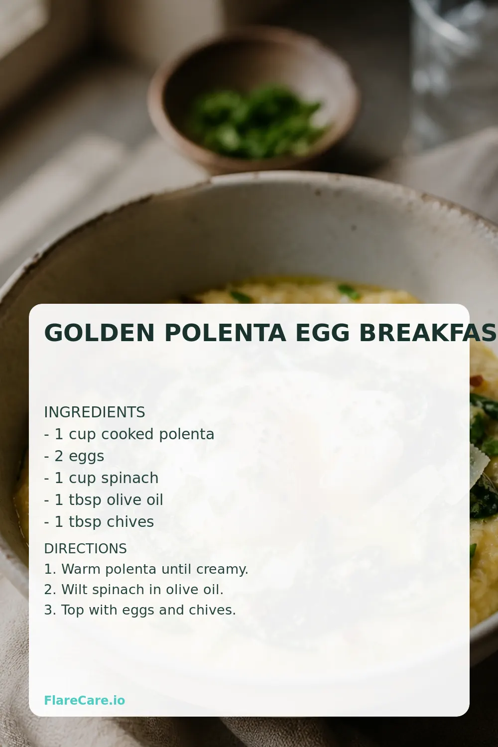 Golden Polenta Egg Breakfast Bowl Pinterest recipe card