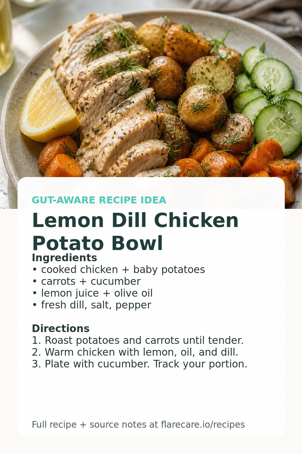 Lemon Dill Chicken Potato Bowl Pinterest recipe card