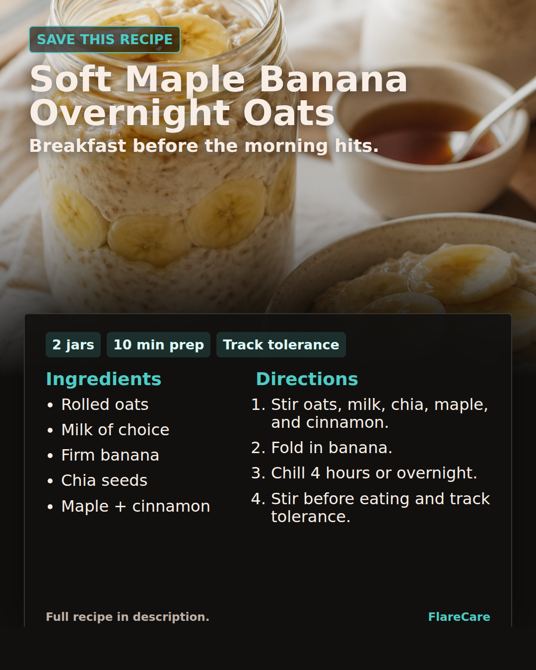 Soft Maple Banana Overnight Oats Pinterest recipe card