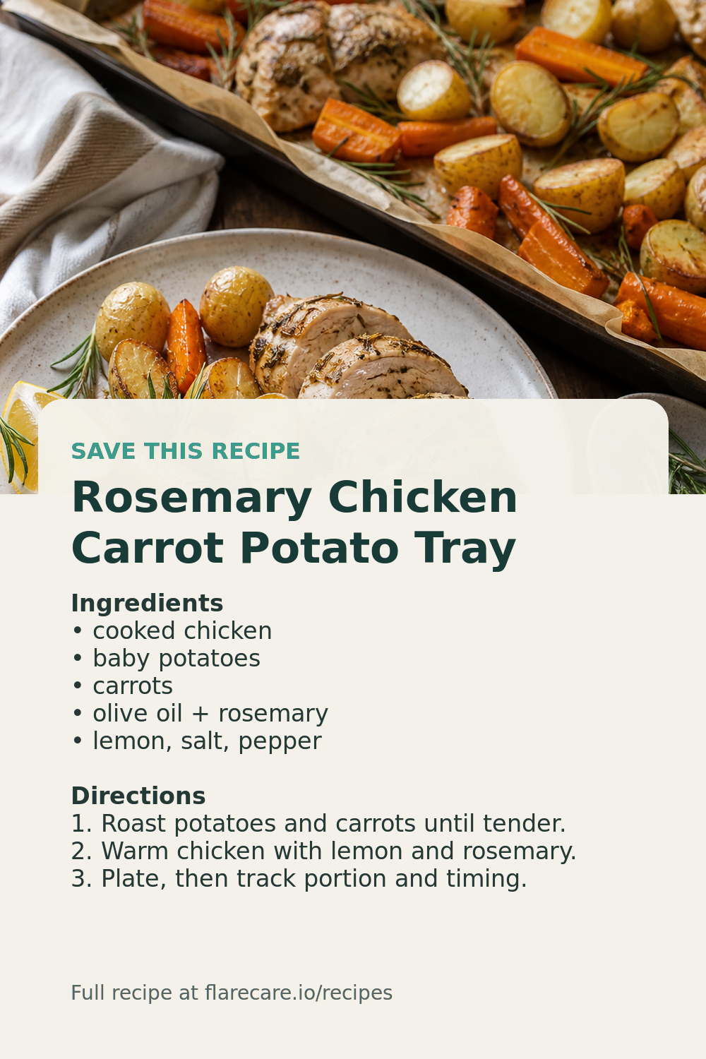 Rosemary Chicken Carrot Potato Tray Pinterest recipe card