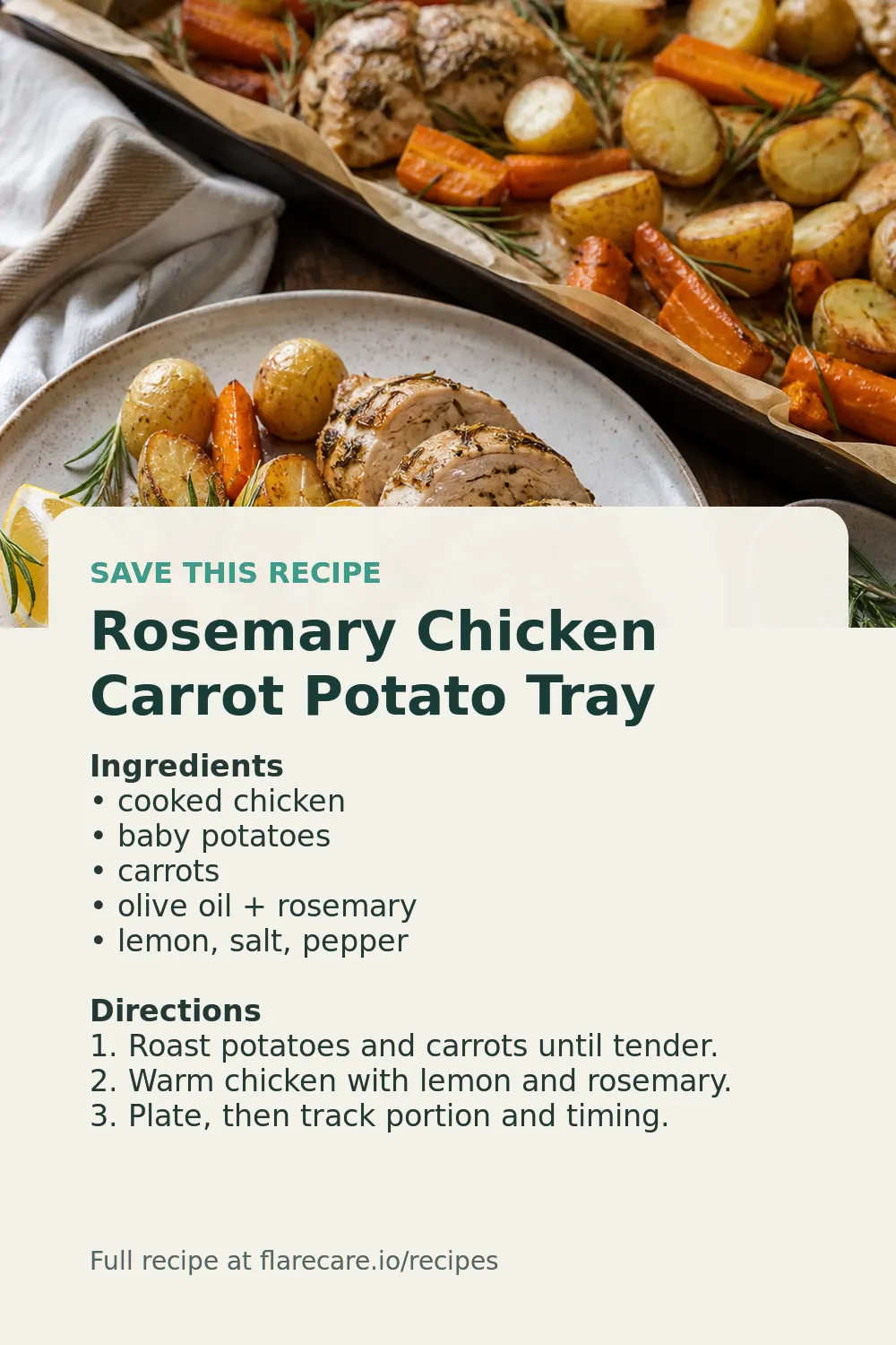 Rosemary Chicken Carrot Potato Tray Pinterest recipe card