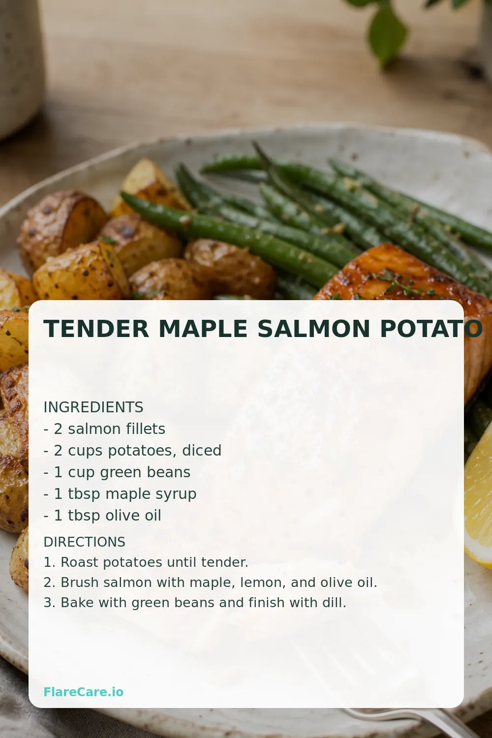 Tender Maple Salmon Potato Plate Pinterest recipe card